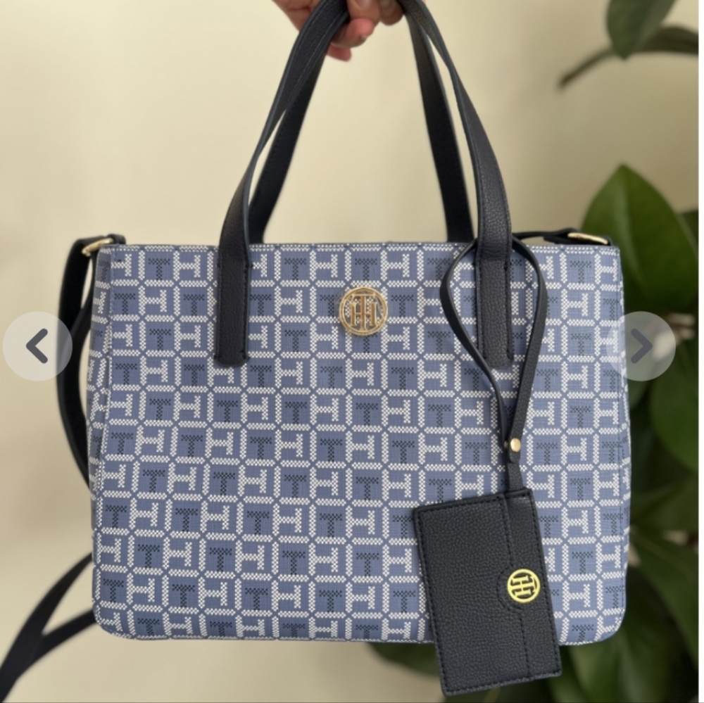 Tommy Hilfiger Blue and White Satchel Bag